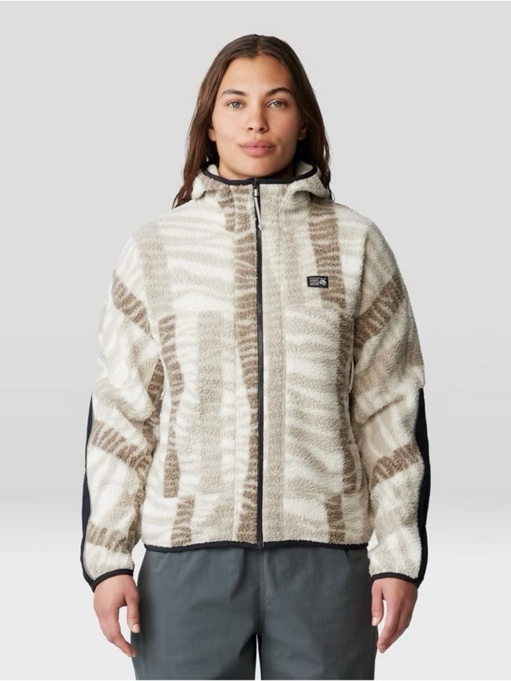 Mountain Hardwear HiCamp Fleece Hoodie in Wild Oyster Ridge Stripe Print
